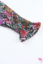 Load image into Gallery viewer, Multicolor Floral Print Ruffled Long Sleeve V-Neck Blouse