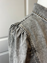 Load image into Gallery viewer, Black Denim Puff Sleeve Button-Up Shirt