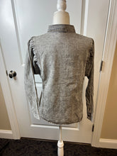 Load image into Gallery viewer, Black Denim Puff Sleeve Button-Up Shirt