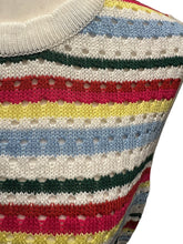 Load image into Gallery viewer, White Colorful Stripe Scalloped Trim Sweater