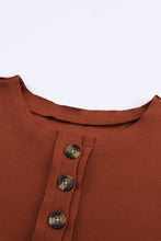 Load image into Gallery viewer, Rust Exposed Seam Drop Shoulder Henley Top