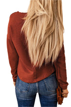Load image into Gallery viewer, Rust Exposed Seam Drop Shoulder Henley Top