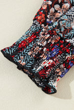 Load image into Gallery viewer, Ruffle Tiered Floral Sleeve Crew Neck Top