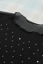 Load image into Gallery viewer, Black Rhinestone Sheer Mesh Slim Fit Long Sleeve Top