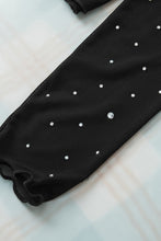 Load image into Gallery viewer, Black Rhinestone Sheer Mesh Slim Fit Long Sleeve Top