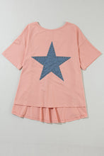 Load image into Gallery viewer, Pink Mineral Wash Studded Star Patch Graphic High Low Tee