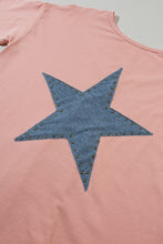 Load image into Gallery viewer, Pink Mineral Wash Studded Star Patch Graphic High Low Tee