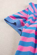 Load image into Gallery viewer, Blue Stripe Contrast Patchwork Oversized Top