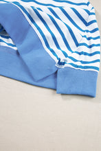 Load image into Gallery viewer, Blue Stripe Contrast Patchwork Oversized Top