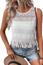Load image into Gallery viewer, White Lace Crochet Hollow out Fringed Tank Top