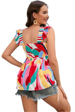 Load image into Gallery viewer, Multicolor Square Neck Abstract Print Tank Top