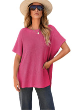 Load image into Gallery viewer, Short Sleeve Side Slit Oversized Sweater