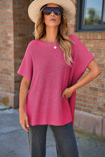 Load image into Gallery viewer, Short Sleeve Side Slit Oversized Sweater