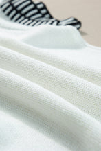 Load image into Gallery viewer, White Contrast Trim Round Neck Batwing Sleeve Knitted Top