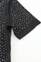 Load image into Gallery viewer, Black Rhinestone Short Sleeve Bodysuit