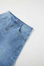 Load image into Gallery viewer, Blue Rhinestone Embellished Denim Shorts