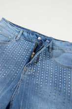 Load image into Gallery viewer, Blue Rhinestone Embellished Denim Shorts