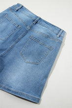Load image into Gallery viewer, Blue Rhinestone Embellished Denim Shorts