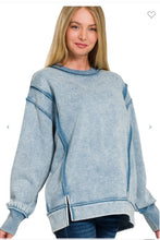 Load image into Gallery viewer, Acid Wash Exposed-seam Fleece Sweatshirt