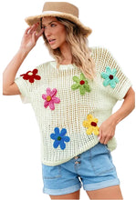 Load image into Gallery viewer, Crochet Flower Hollow-out Sweater Top