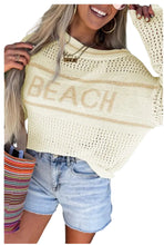 Load image into Gallery viewer, White BEACH Hollow Out Knitted Lightweight Dolman Sweater