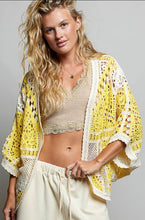 Load image into Gallery viewer, Open-front yellow crochet cardigan/ONE SIZE