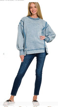Load image into Gallery viewer, Acid Wash Exposed-seam Fleece Sweatshirt