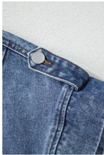 Load image into Gallery viewer, Blue Acid Wash Elastic Hem Button Up Denim Vest