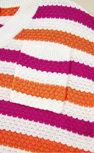 Load image into Gallery viewer, Stripe V Neck Short Sleeve Sweater with Side Slits
