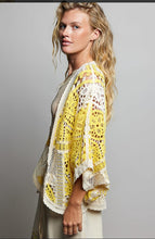 Load image into Gallery viewer, Open-front yellow crochet cardigan/ONE SIZE