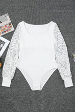 Load image into Gallery viewer, White Lace Sleeves Square Neck