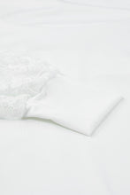 Load image into Gallery viewer, White Lace Sleeves Square Neck Bodysuit
