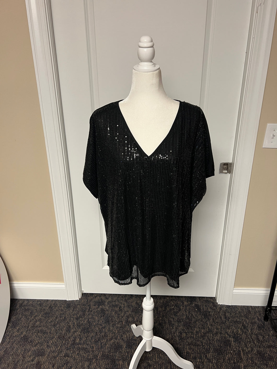 V-Neck Sequin Top