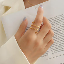 Load image into Gallery viewer, J-18K Waterproof. hypoallergenic,tarnish free GOLD PLATED STAINLESS STEEL TWISTED  FINGER RING, SIZE 7
