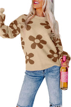 Load image into Gallery viewer, Big Flower Knit Ribbed Trim Sweater
