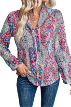 Load image into Gallery viewer, Multicolor Vintage Boho Paisley Print Notched Neck Blouse
