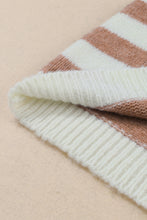 Load image into Gallery viewer, Brown  Striped Round Neck Casual Sweater
