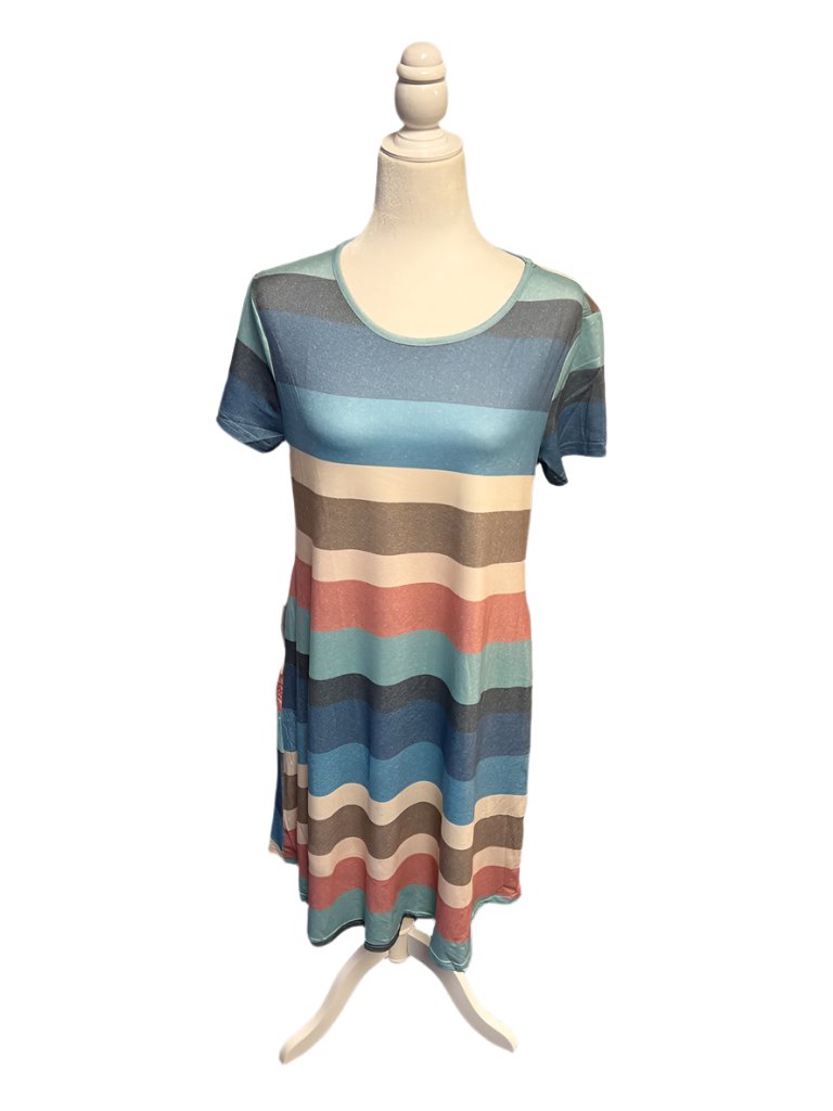 Sky Blue Striped Pocket Dress
