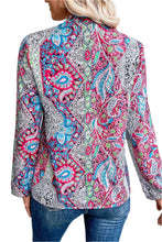 Load image into Gallery viewer, Multicolor Vintage Boho Paisley Print Notched Neck Blouse
