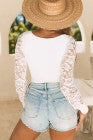 Load image into Gallery viewer, White Lace Sleeves Square Neck Bodysuit
