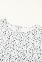 Load image into Gallery viewer, Blue Floral Printed Crinkled Ruffled Bubble Sleeve Blouse
