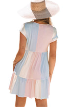 Load image into Gallery viewer, Multicolor Striped Color Block Tiered  Dress
