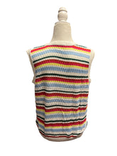 Load image into Gallery viewer, White Colorful Stripe Scalloped Trim Sweater
