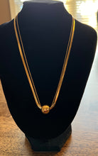 Load image into Gallery viewer, J-18K GOLD PLATED STAINLESS STEEL DOUBLE CHAIN  NECKLACE WITH GOLD BALL
