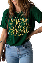 Load image into Gallery viewer, Green Merry &amp; Bright Starry Graphic Tee
