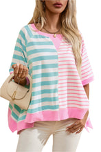 Load image into Gallery viewer, Pink Stripe Contrast Patchwork Oversized Top
