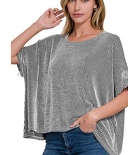 Load image into Gallery viewer, Ribbed Striped Oversized Short Sleeve Top
