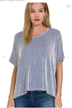 Load image into Gallery viewer, Ribbed Striped Oversized Short Sleeve Top
