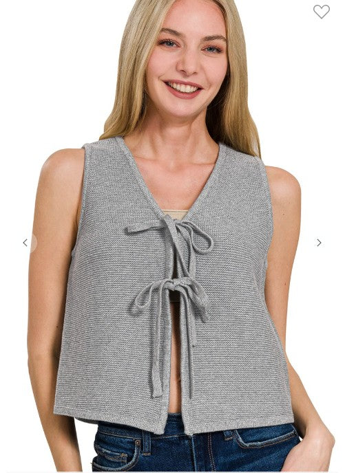 Tie Front Sweater Vest