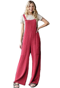 Red Urban Ribbed Jumpsuit